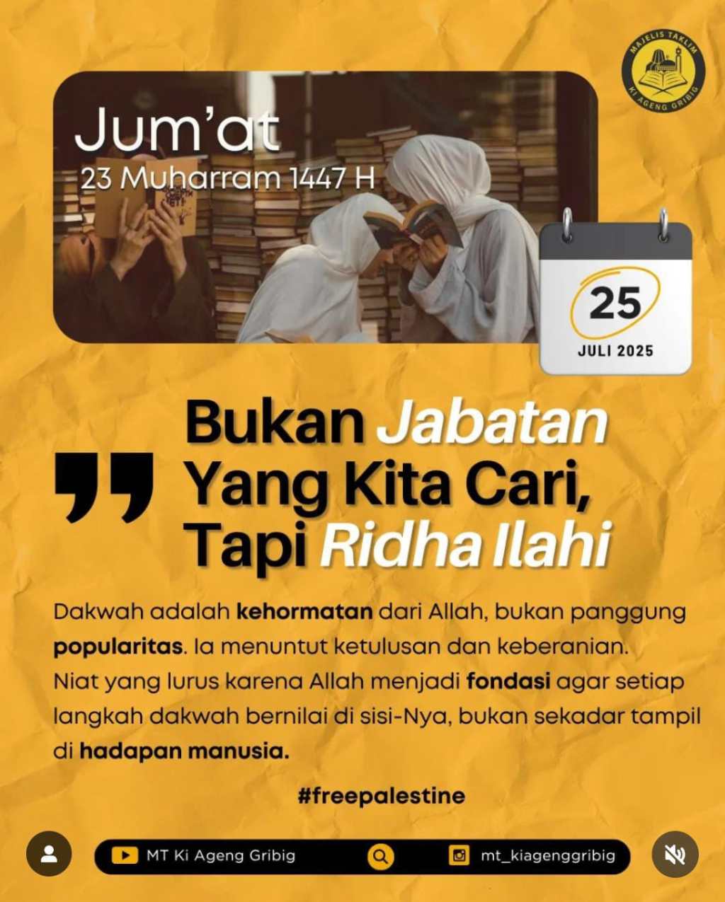 Bukan Jabatan Yang Kita Cari, Tapi Ridha&nbsp;Ilahi